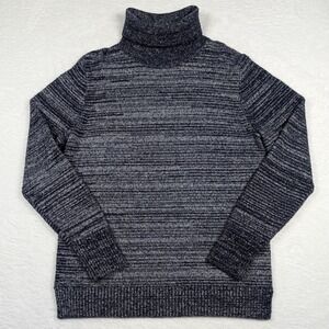 J Crew Mercantile Sweater Mens L Blue Turtleneck Knit Pullover Stretch Fisherman